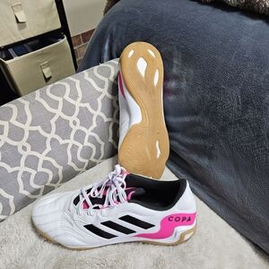 adidas Copa Indoor Soccer Shoes — White, Pink & Black